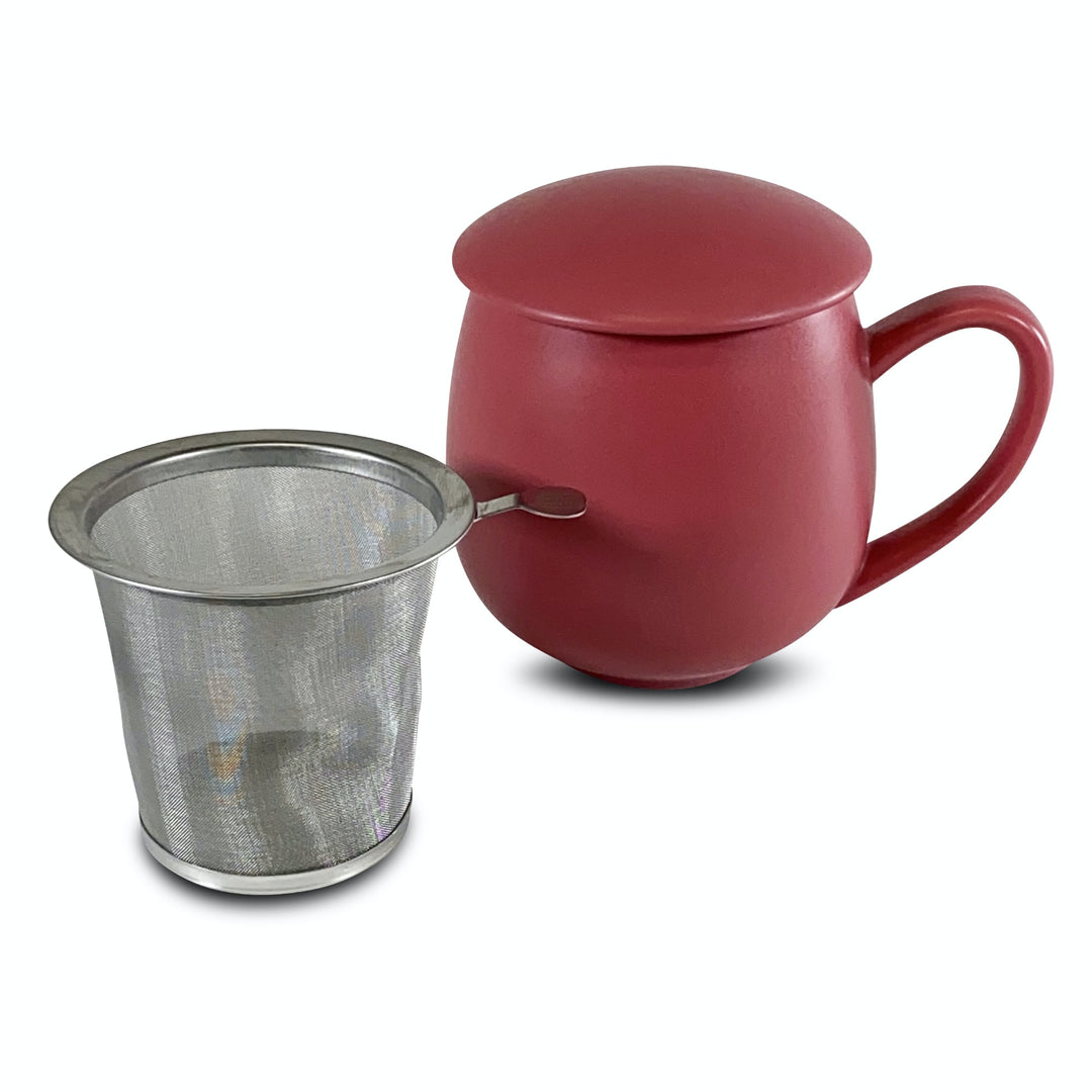 Teetasse Saara Matt - Beerenrot mit Sieb